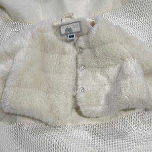 Janie and Jack Fur coat- white